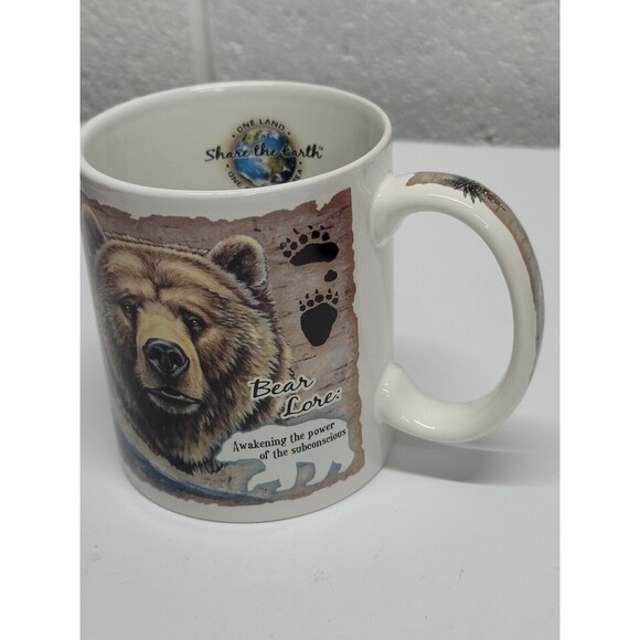 Share the Earth Grizzly Bear Mug Ceramic Coffee Cup Grizzly 1 Sky 1 Land 1 Sea - Picture 10 of 13